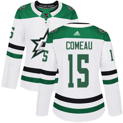 Adidas Dallas Stars #15 Blake Comeau White Road Authentic Women's Stitched Jersey Womens