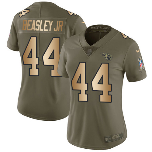 Tennessee Titans #44 Vic Beasley Jr Olive/Gold Women's Stitched Limited 2017 Salute To Service Jersey Womens
