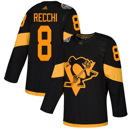 Adidas Pittsburgh Penguins #8 Mark Recchi Black Authentic 2019 Stadium Series Stitched Jersey Men's