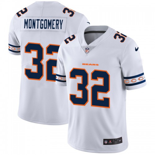 Chicago Chicago Bears #32 David Montgomery White Team Logo Vapor Limited Jersey Men's