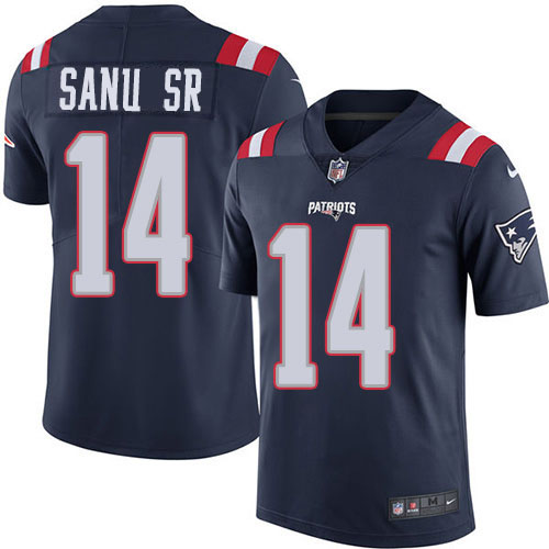New England Patriots #14 Mohamed Sanu Sr Navy Blue Men's Stitched Limited Rush Jersey Men's