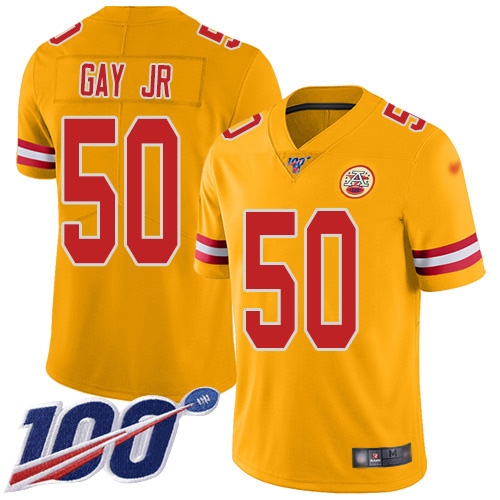 Kansas City Chiefs #50 Willie Gay Jr. Gold Youth Stitched Limited Inverted Legend 100th Season Jersey Youth