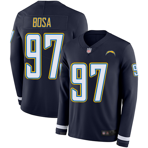 Chargers #97 Joey Bosa Navy Blue Team Color Men's Stitched Limited Therma Long Sleeve Jersey