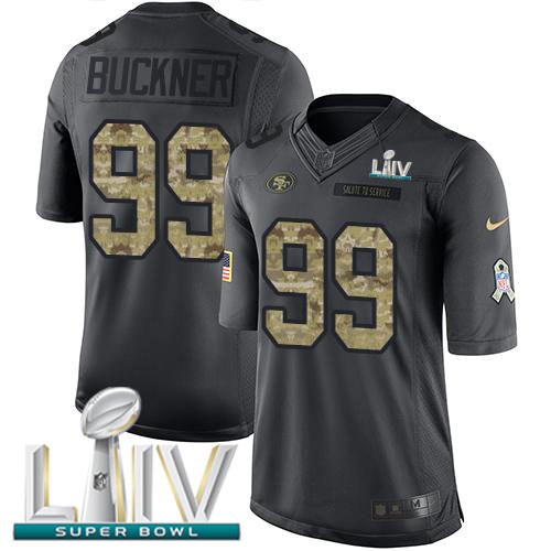 San Francisco 49ers #99 DeForest Buckner Black Super Bowl LIV 2020 Youth Stitched Limited 2016 Salute to Service Jersey Youth
