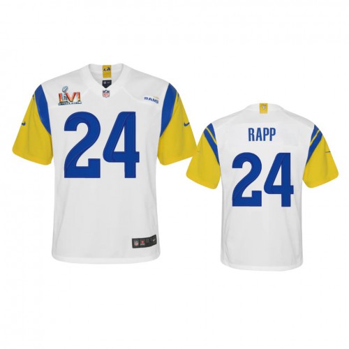 Los Angeles Los Angeles Rams #24 Taylor Rapp Youth Super Bowl LVI Patch Alternate Game Jersey - White Youth