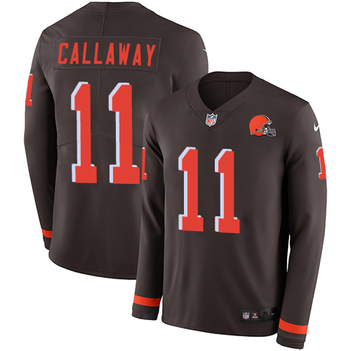 Cleveland Browns #11 Antonio Callaway Brown Team Color Men's Stitched Limited Therma Long Sleeve Jersey Men's