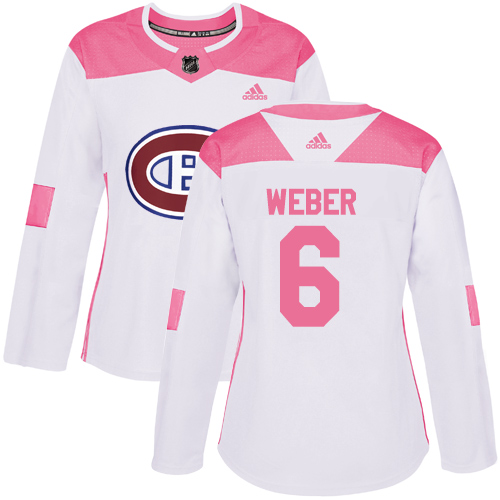 Adidas Montreal Canadiens #6 Shea Weber White/Pink Authentic Fashion Women's Stitched Jersey Womens