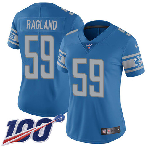 Detroit Lions #59 Reggie Ragland Blue Team Color Women's Stitched 100th Season Vapor Untouchable Limited Jersey Womens