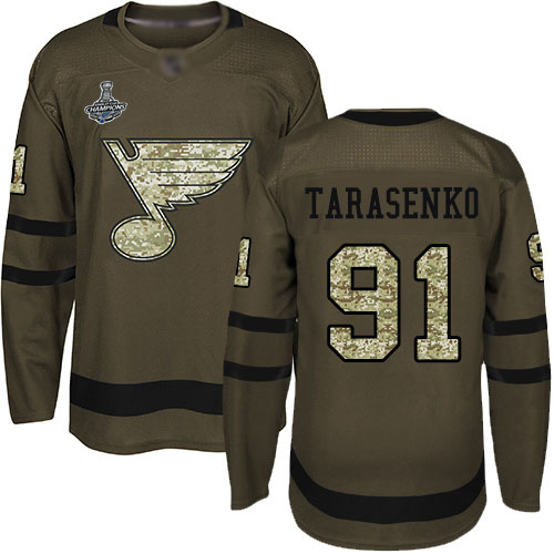 Adidas St. Louis Blues #91 Vladimir Tarasenko Green Salute to Service Stanley Cup Champions Stitched Jersey Men's