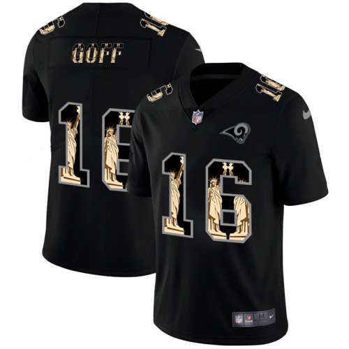 Los Angeles Los Angeles Rams #16 Jared Goff Carbon Black Vapor Statue Of Liberty Limited Jersey Men's