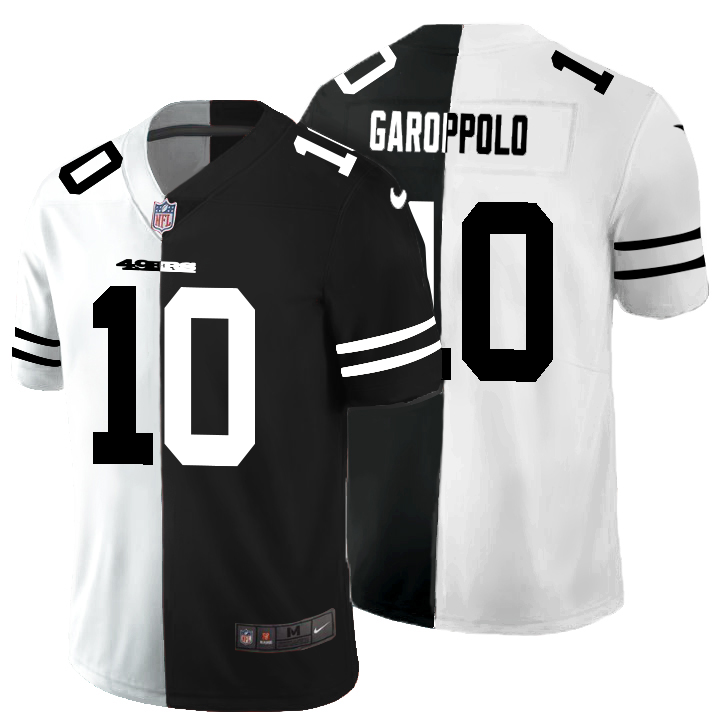 San Francisco 49ers #10 Jimmy Garoppolo Men's Black V White Peace Split Vapor Untouchable Limited Jersey