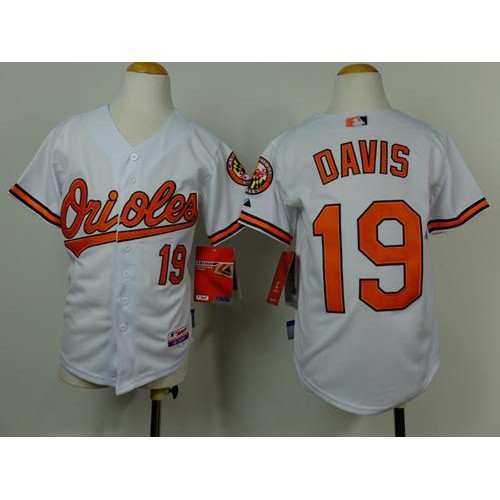Baltimore Orioles #19 Chris Davis White Cool Base Stitched Youth Jersey Youth