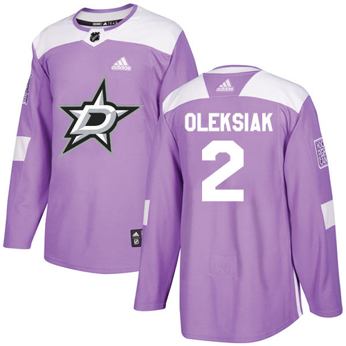Adidas Dallas Stars #2 Jamie Oleksiak Purple Authentic Fights Cancer Stitched Jersey Men's