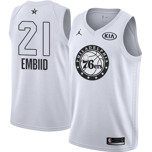 Philadelphia 76ers #21 Joel Embiid White Youth Jordan Swingman 2018 All-Star Game Jersey Youth