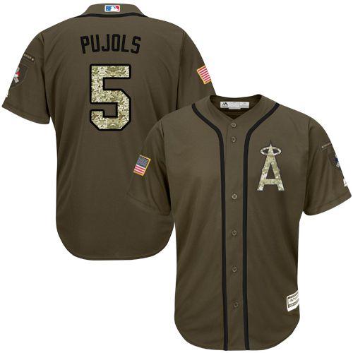 Los Angeles Angels of Anaheim #5 Albert Pujols Green Salute to Service Stitched Jersey Men's