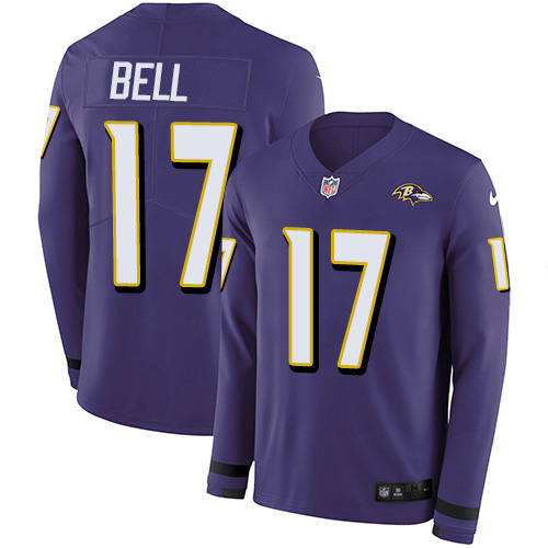 Baltimore Ravens #17 Le'Veon Bell Purple Team Color Youth Stitched Limited Therma Long Sleeve Jersey Youth