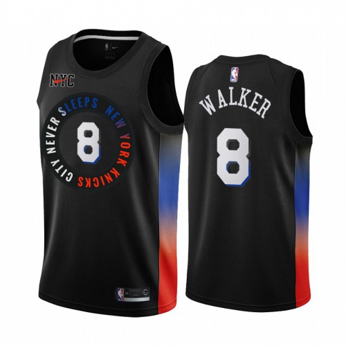 New York Knicks #8 Kemba Walker Black Swingman 2020-21 City Edition Jersey Mens