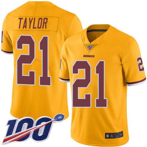 Commanders #21 Sean Taylor Gold Youth Stitched Limited Rush 100th Season Jersey