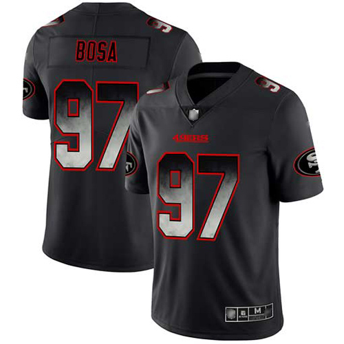 49ers #97 Nick Bosa Black Men's Stitched Vapor Untouchable Limited Smoke Fashion Jersey
