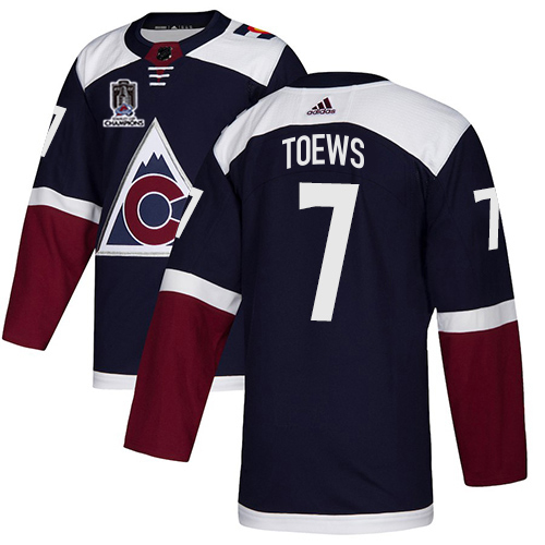 Adidas Colorado Avalanche #7 Devon Toews Navy 2022 Stanley Cup Champions Alternate Authentic Stitched Jersey Men's