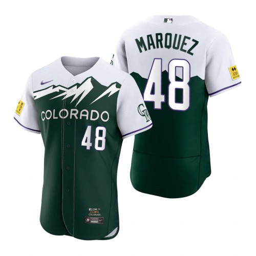Colorado Colorado Rockies #48 German Marquez Green Men's Authentic 2022 City Connect Jersey Men's