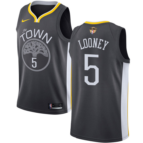 Golden State Warriors #5 Kevon Looney Black The Finals Patch Swingman Statement Edition Jersey Mens