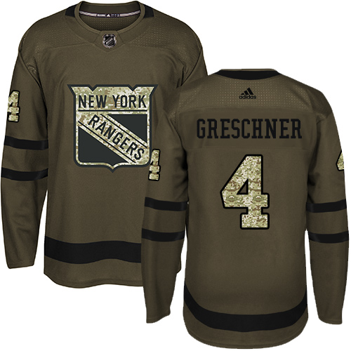 Adidas New York Rangers #4 Ron Greschner Green Salute to Service Stitched Jersey Men's