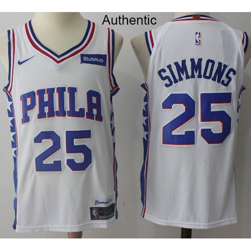 Philadelphia 76ers #25 Ben Simmons White Authentic Association Edition Jersey Mens