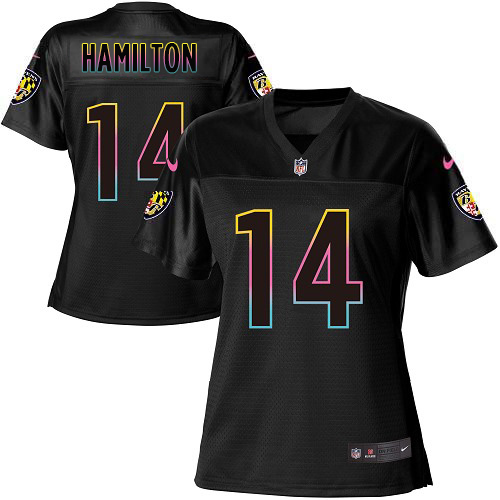 Ravens #14 Kyle Hamilton Black Women's Fashion Game Jersey