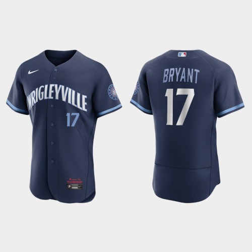 Chicago Chicago Cubs #17 Kris Bryant Men's 2021 City Connect Authentic Navy Jersey Men's