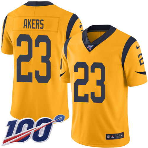 Los Angeles Rams #23 Cam Akers Gold Men's Stitched Limited Rush 100th Season Jersey Men's