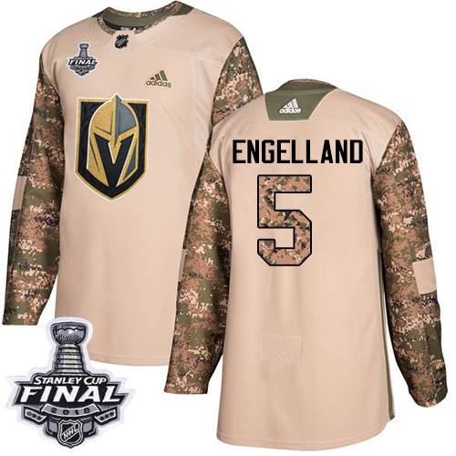 Adidas Golden Vegas Golden Knights #5 Deryk Engelland Camo Authentic 2017 Veterans Day 2018 Stanley Cup Final Stitched Jersey Men's