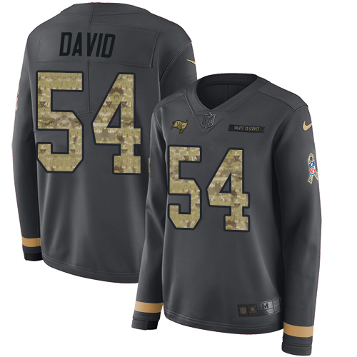 Buccaneers #54 Lavonte David Anthracite Salute To Service Women's Stitched Limited Therma Long Sleeve Jersey