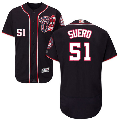 Washington Nationals #51 Wander Suero Navy Blue Flexbase Authentic Collection Stitched Jersey Men's