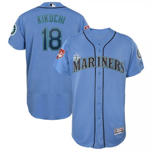 Seattle Mariners #18 Yusei Kikuchi Light Blue 2019 Spring Training Flex Base Stitched Jersey Men's