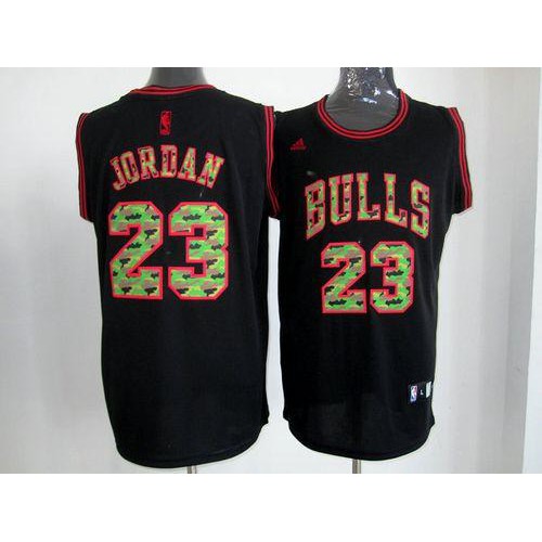 Chicago Bulls #23 Michael Jordan Black Camo Fashion Stitched Jersey Mens