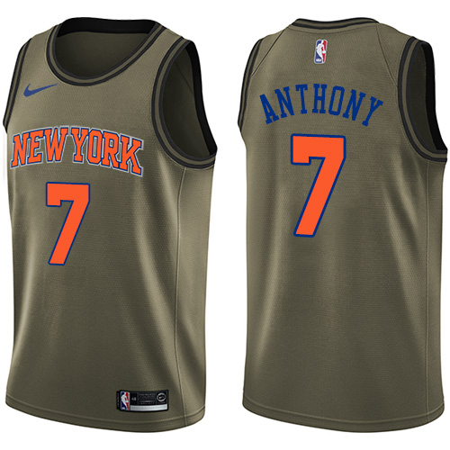 New York Knicks #7 Carmelo Anthony Green Salute to Service Youth Swingman Jersey Youth