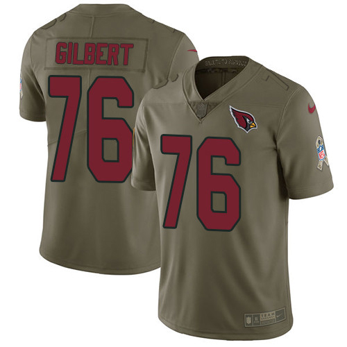 Arizona Cardinals #76 Marcus Gilbert Olive Youth Stitched Limited 2017 Salute To Service Jersey Youth