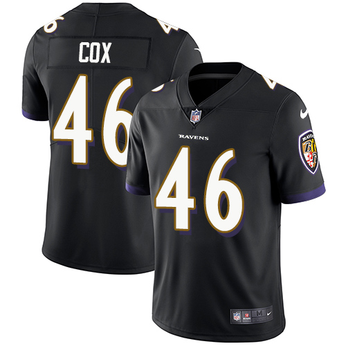 Baltimore Ravens #46 Morgan Cox Black Alternate Youth Stitched Vapor Untouchable Limited Jersey Youth