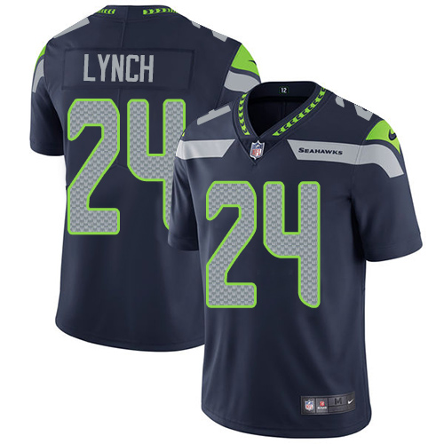 Seattle Seahawks #24 Marshawn Lynch Steel Blue Team Color Men's Stitched Vapor Untouchable Limited Jersey Men's
