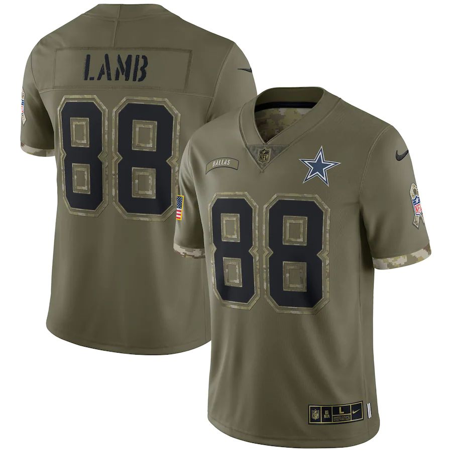 Dallas Cowboys #88 Ceedee Lamb Men's 2022 Salute To Service Limited Jersey - Olive
