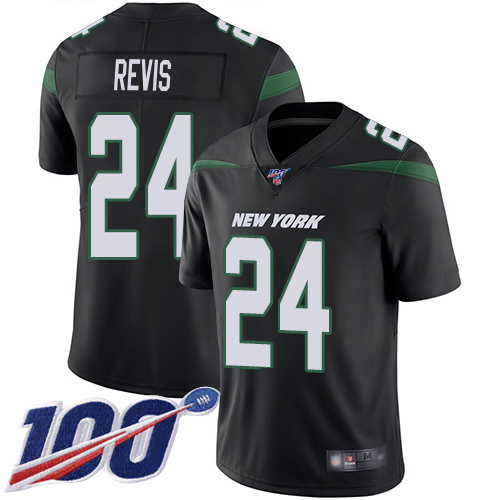 Jets #24 Darrelle Revis Black Alternate Men's Stitched 100th Season Vapor Untouchable Limited Jersey