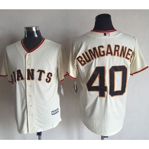 San Francisco Giants #40 Madison Bumgarner Cream New Cool Base Stitched Jersey Men's