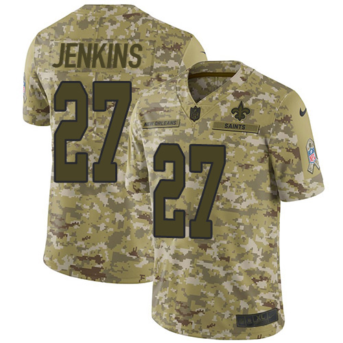 New Orleans Saints #27 Malcolm Jenkins Camo Men's Stitched Limited 2018 Salute To Service Jersey Men's