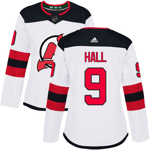 Adidas New Jersey Devils #9 Taylor Hall White Road Authentic Women's Stitched Jersey Womens