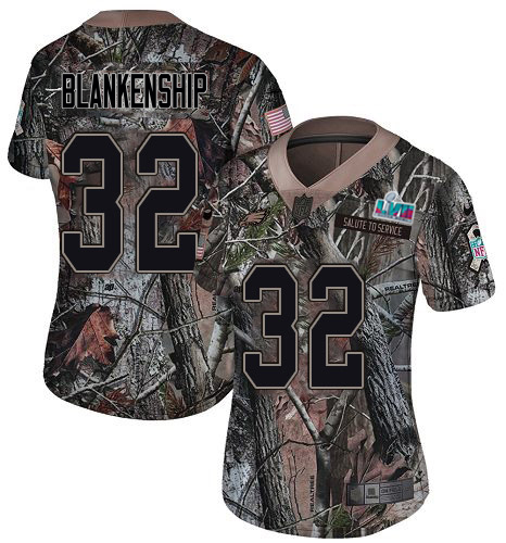 Eagles #32 Reed Blankenship Camo Super Bowl LVII Patch Women's Stitched Limited Rush Realtree Jersey