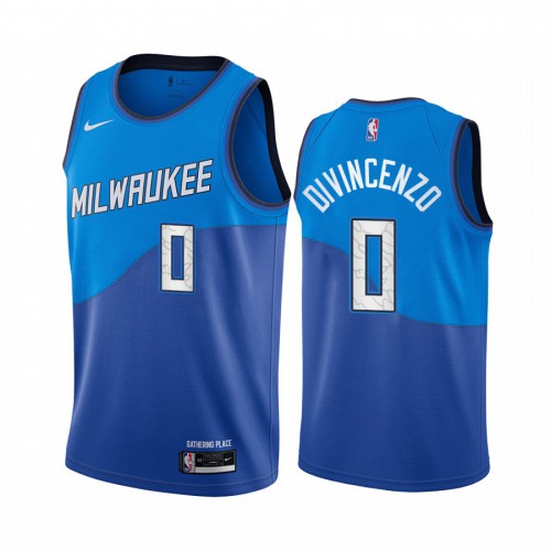 Milwaukee Bucks #0 Donte Divincenzo Blue Swingman 2020-21 City Edition Jersey Mens