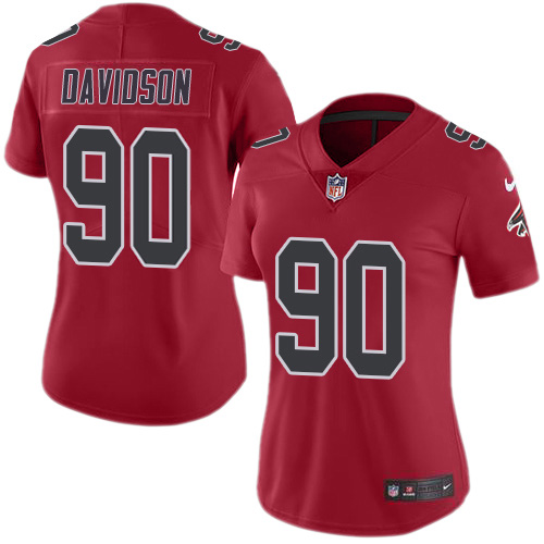 Atlanta Falcons #90 Marlon Davidson Red Women's Stitched Limited Rush Jersey Womens