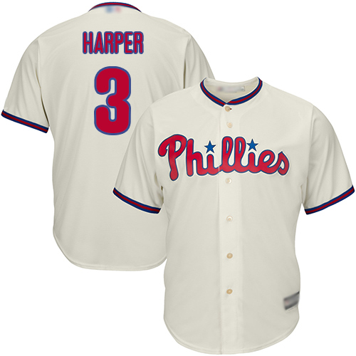 Philadelphia Phillies #3 Bryce Harper Cream Cool Base Stitched Youth Jersey Youth
