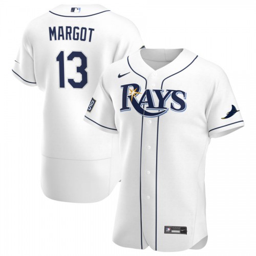 Tampa Bay Tampa Bay Rays #13 Manuel Margot Men's White Home 2020 World Series Bound Authentic Player Jersey Men's